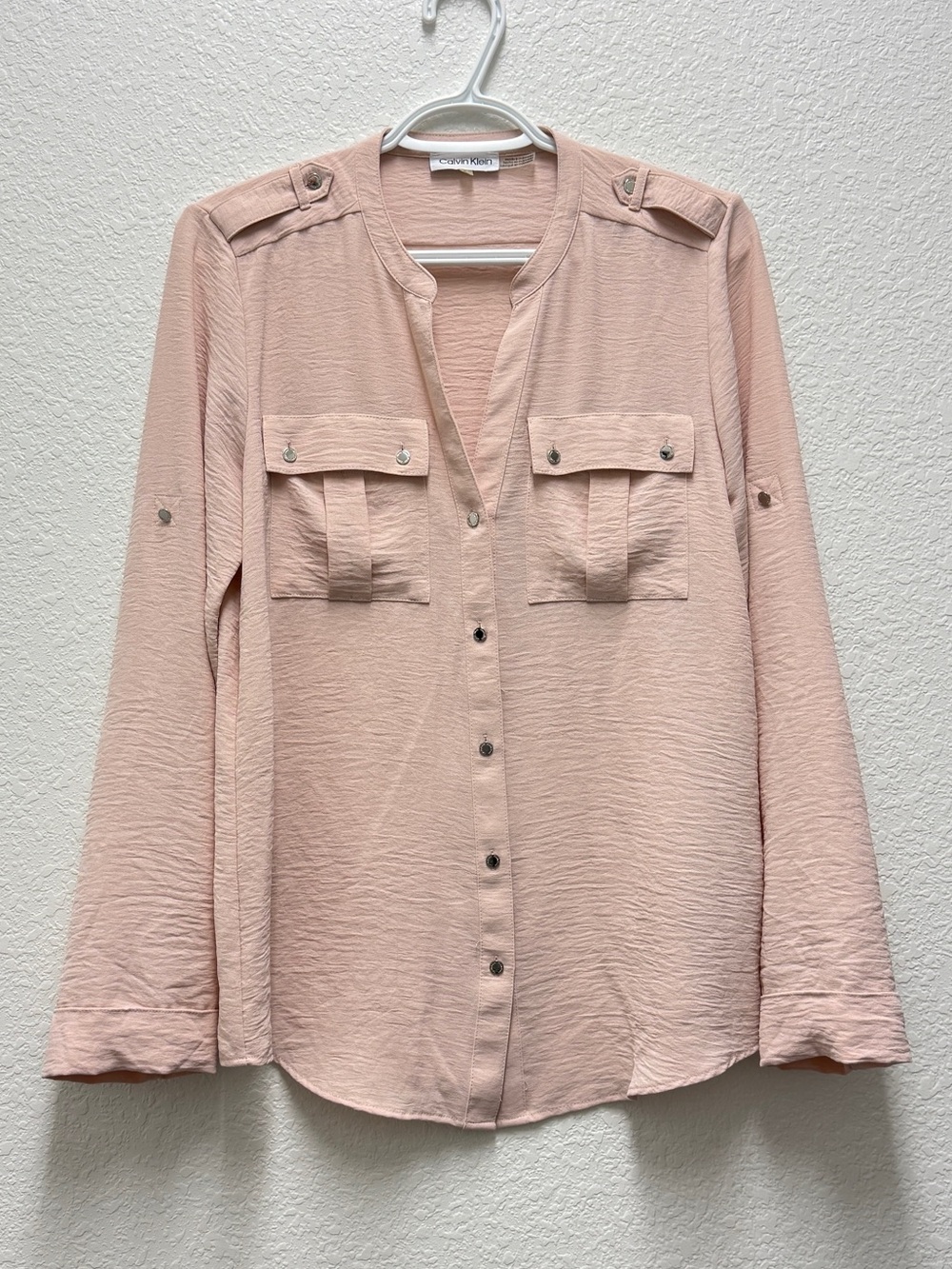 Calvin Klein Blush Pink Button-Front Blouse